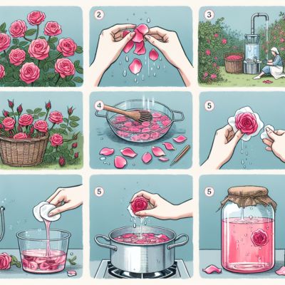 Instruções sobre como fazer água de rosas usando pétalas de rosa frescas. Use diretamente na pele como um tônico natural ou misture-o com óleos para criar cremes e loções #lovelygreens #roserecipe #roseskincare #diyskincare #rosewater #diybeauty