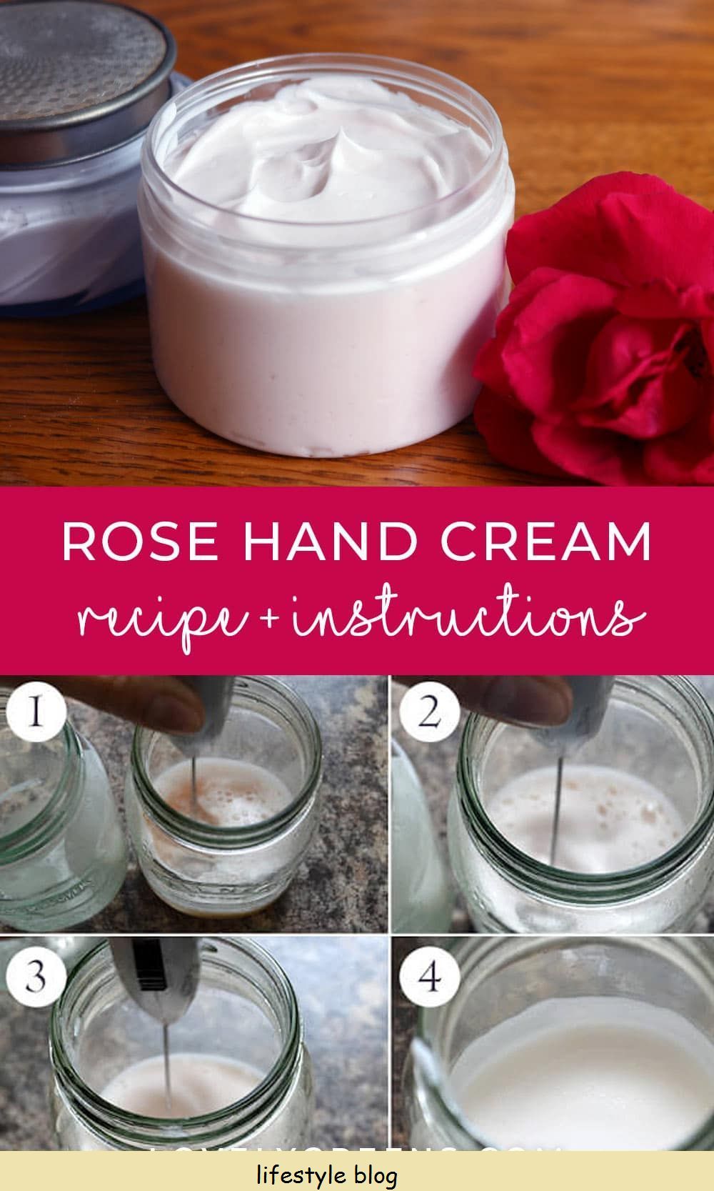 Rose håndkremoppskrift med honning og rosenvann
