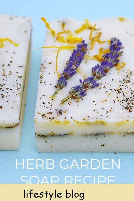 Herb Garden Soap Oppskrift med lavendel, peppermynte og calendula