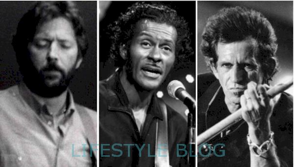 Bidh Chuck Berry a’ stiùireadh Keith Richards agus Eric Clapton tro jam de ‘Johnny B. Goode’