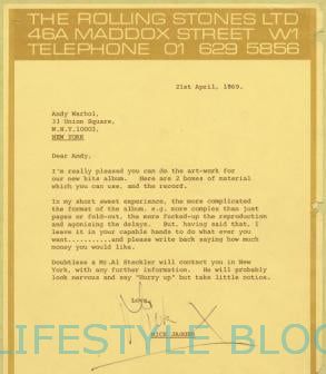Se brevet Mick Jagger sendte til Andy Warhol om 'Sticky Fingers'-albumomslaget